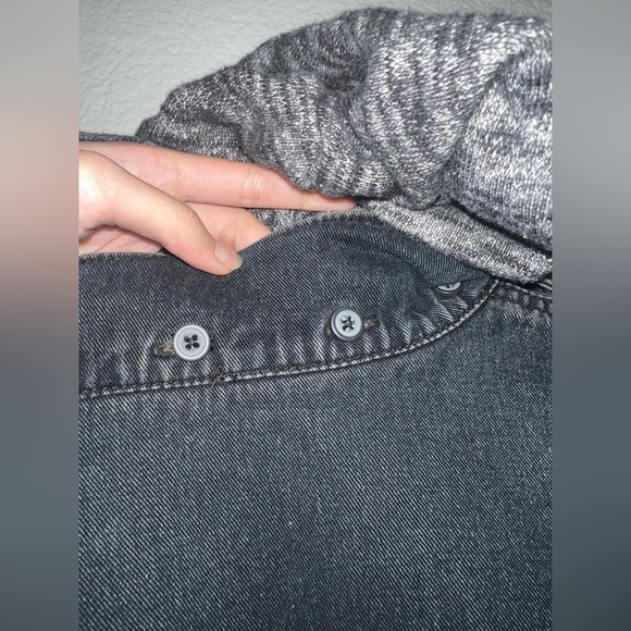 Free People Distressed Cropped Denim Jacket Grey Hoodie Sleeves Medium - Picture 8 of 8